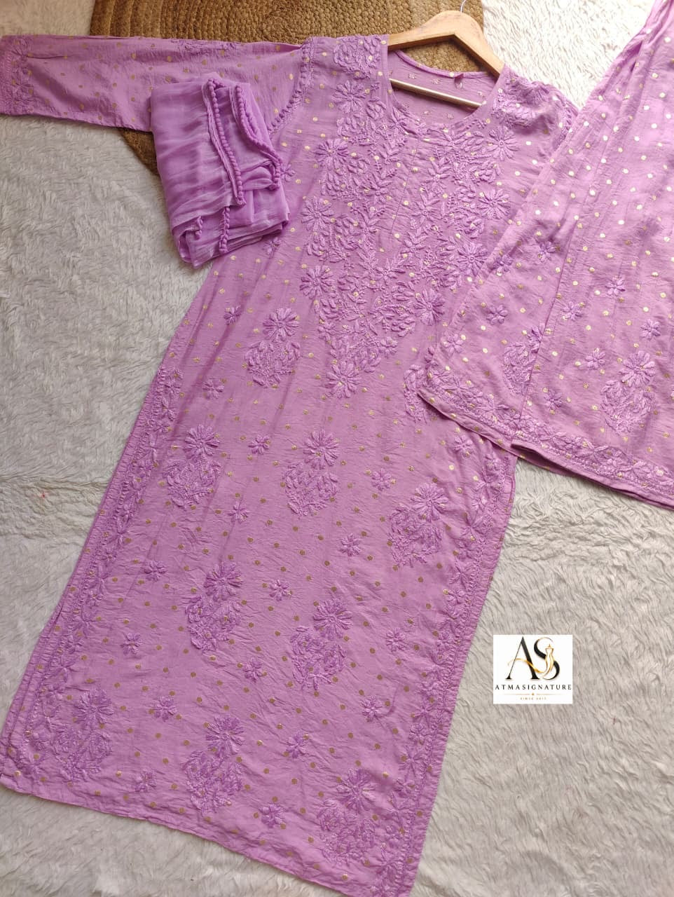 Nyra Chanderi Silk Chikankari & Zari Buta Suit Set