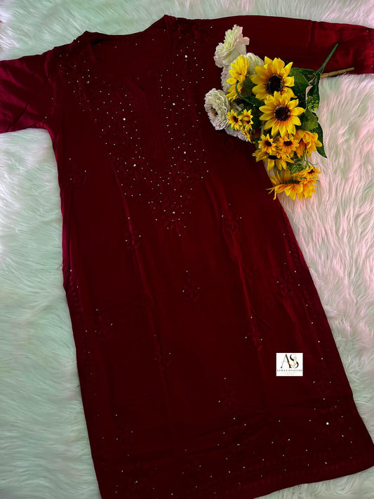 Deep Maroon Chikankari Suit Set❤️