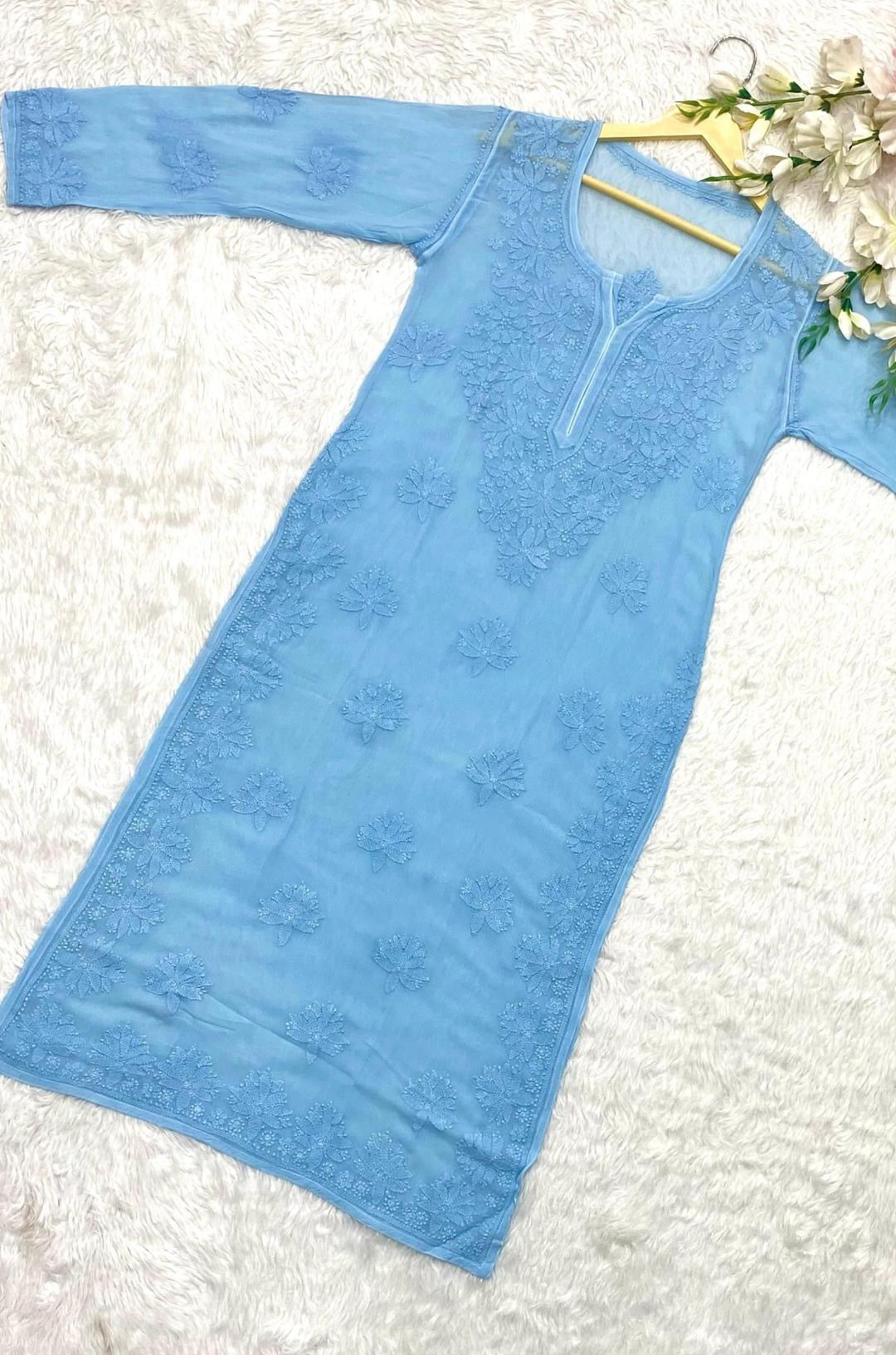 Premium Viscose Georgette Bhakiya Chikankari Kurti