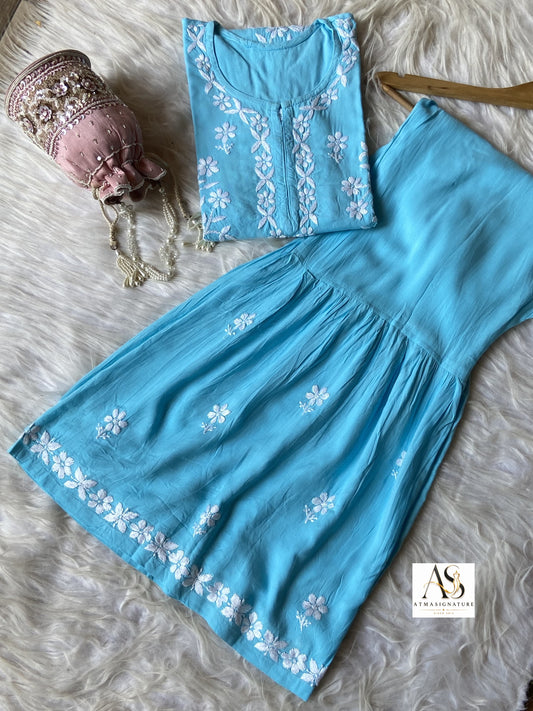 Hoor Chikankari kurti Gharara set