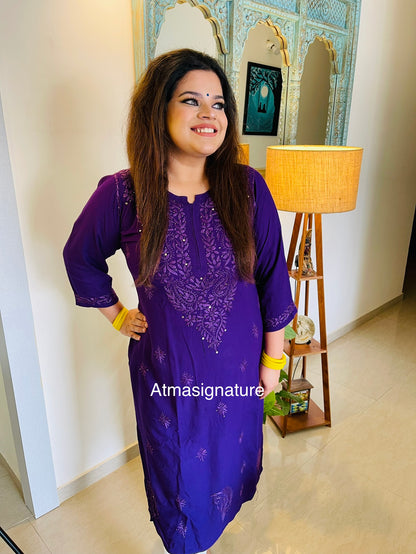 Chikankari & Mukaish handworked kurti