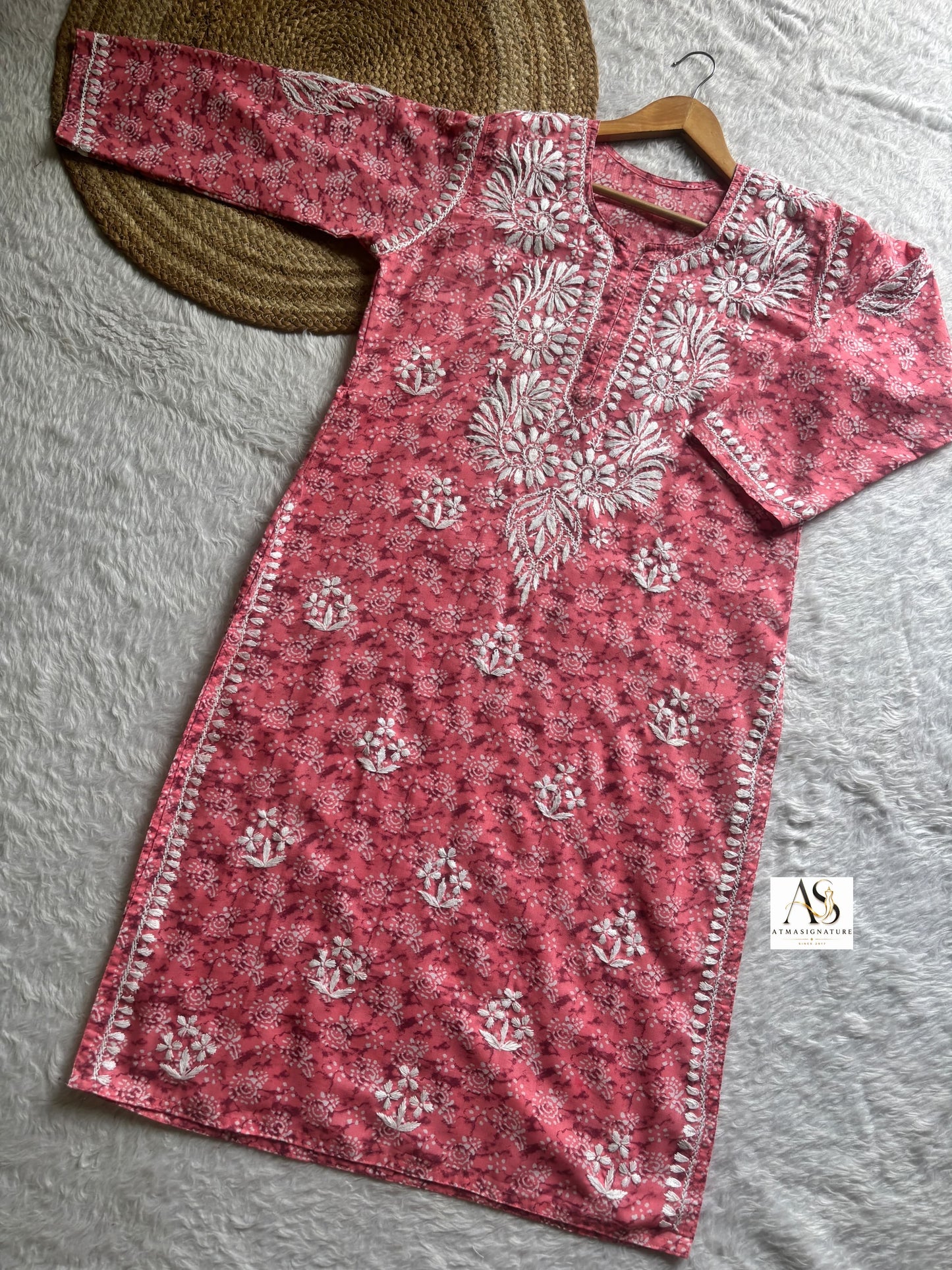 Hafsa Floral Soft Cotton Chikankari Kurti