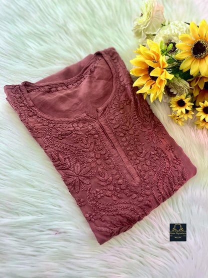 Timeless muslin silk chikankari kurti