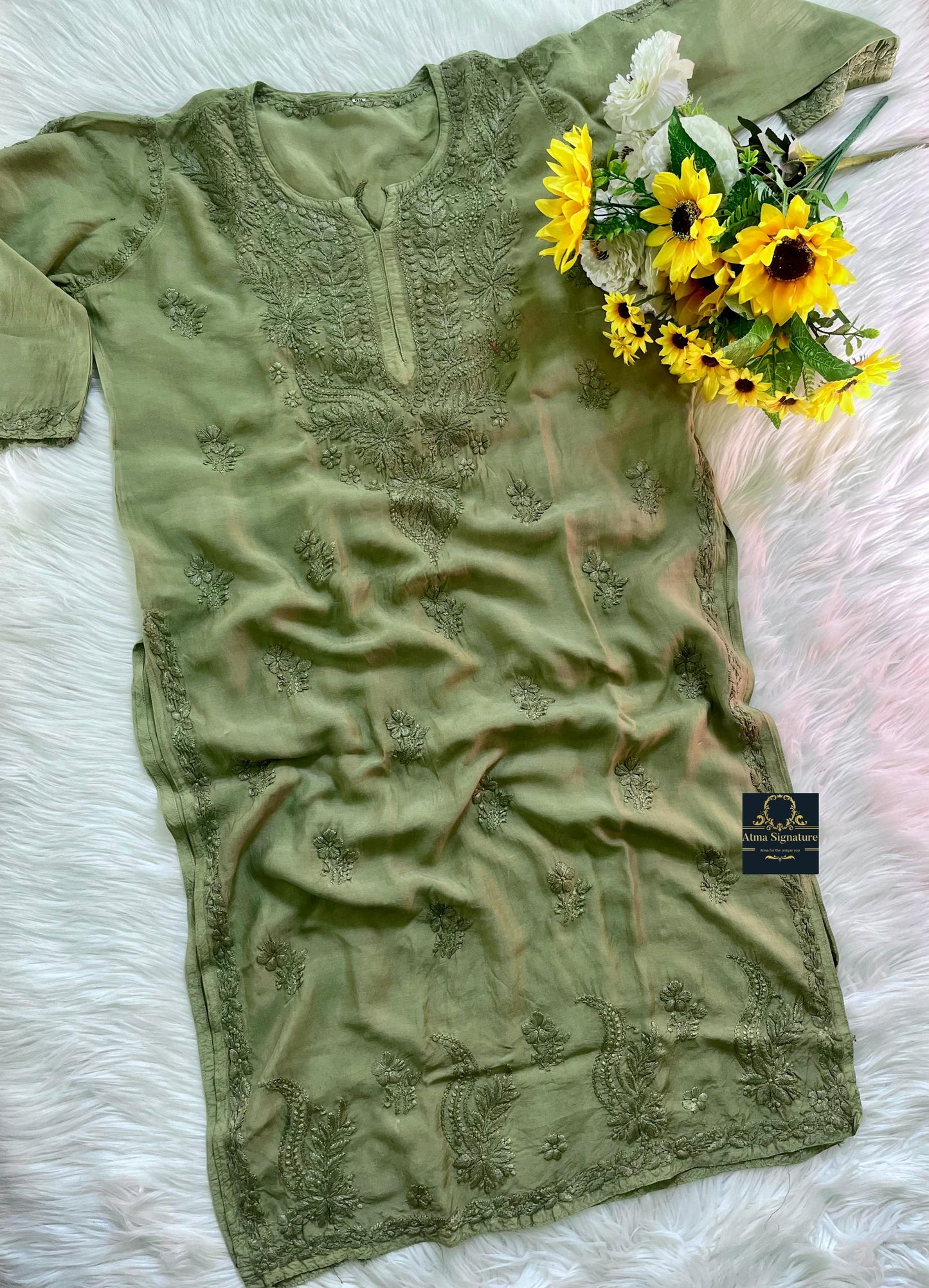Timeless muslin silk chikankari kurti
