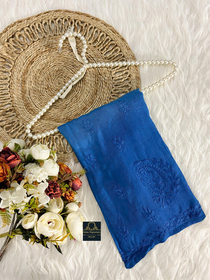 Ombre dyed chikankari kurti palazzo duppata set