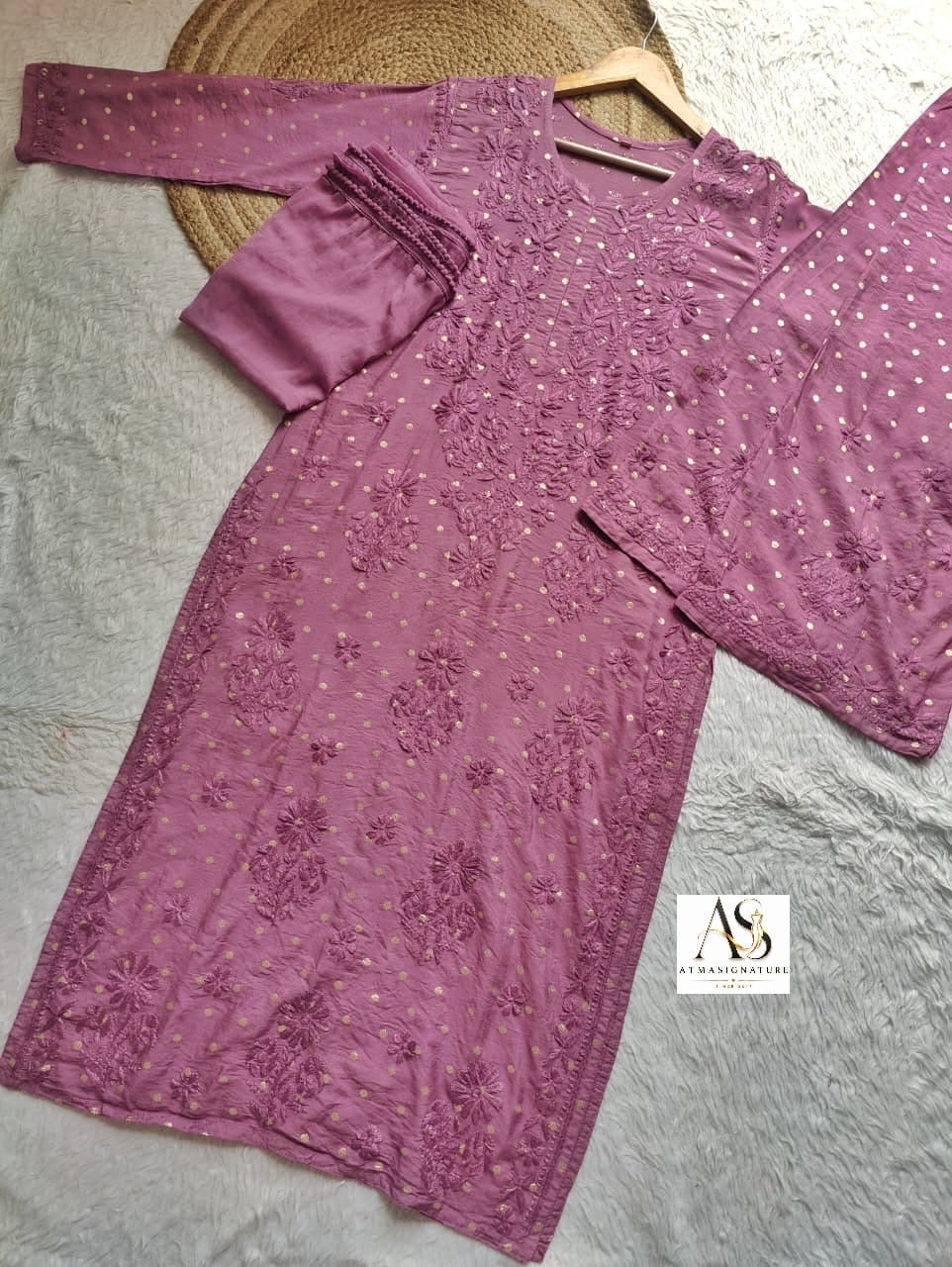 Nyra Chanderi Silk Chikankari & Zari Buta Suit Set
