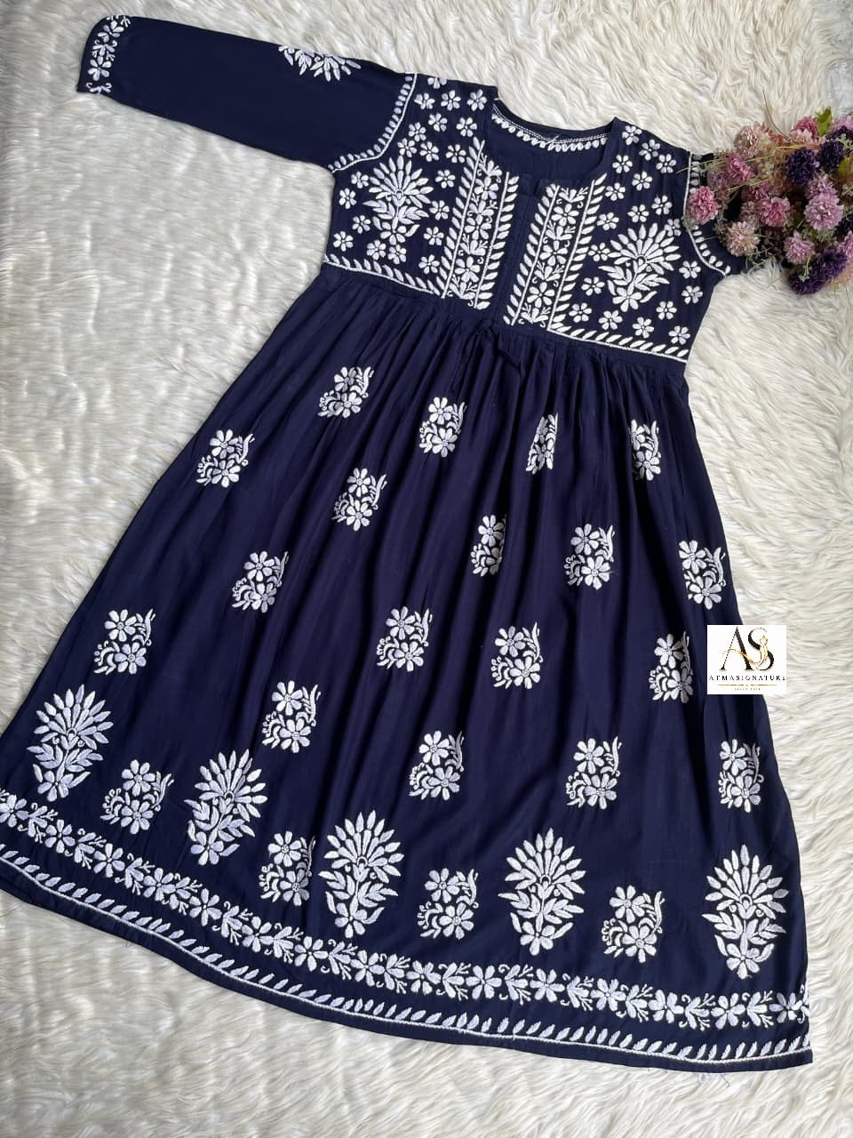 Chand Chikankari Gown with Dori