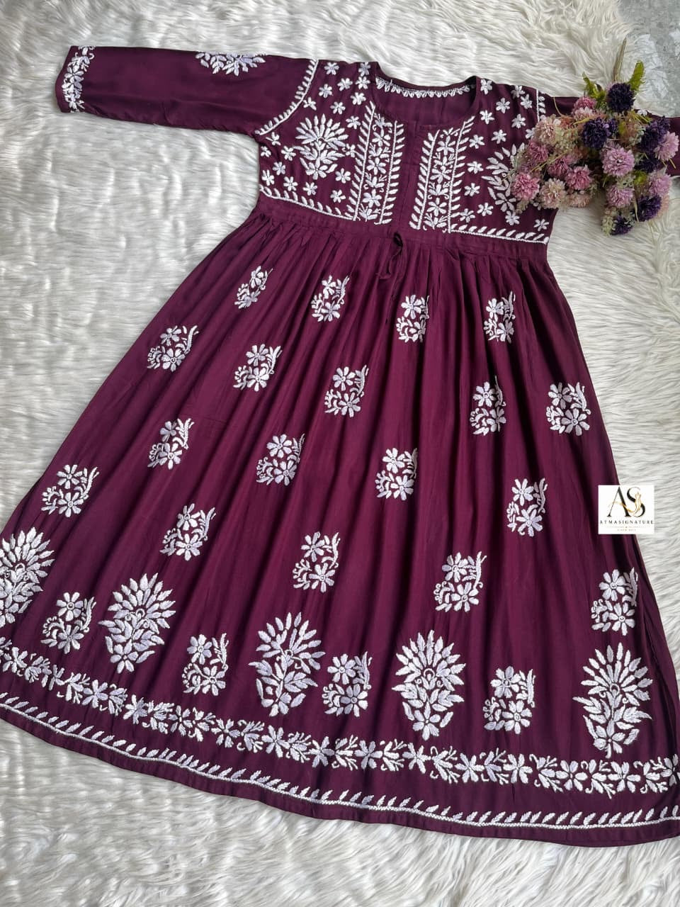 Chand Chikankari Gown with Dori