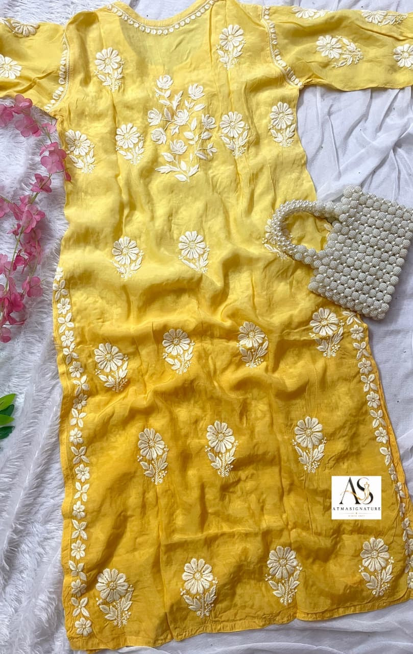 Premium muslin chikankari 3D kurti