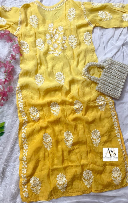 Premium muslin chikankari 3D kurti