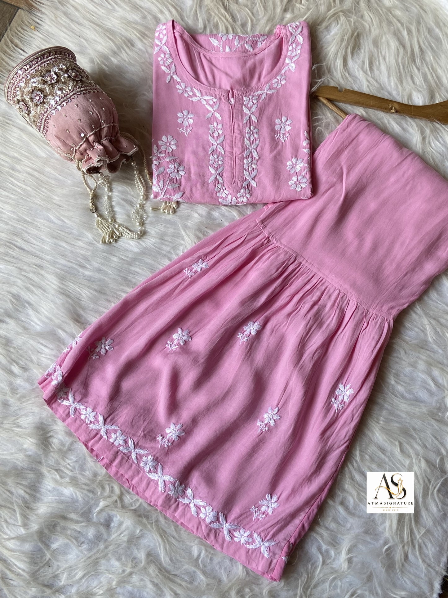 Hoor Chikankari kurti Gharara set