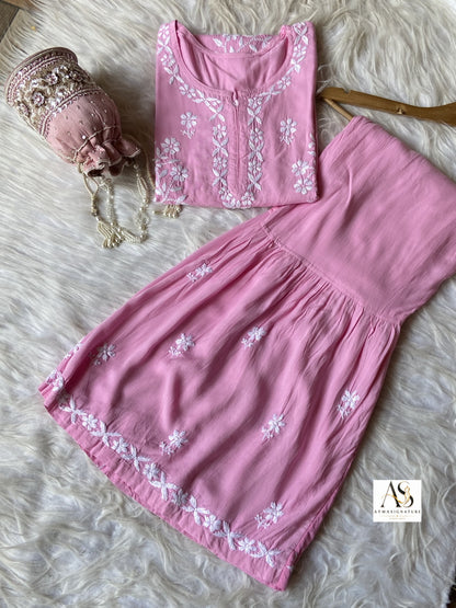 Hoor Chikankari kurti Gharara set