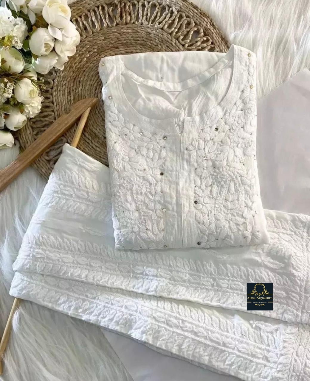 Chikankari & Mukaish handworked kurti