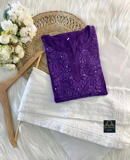Chikankari & Mukaish handworked kurti