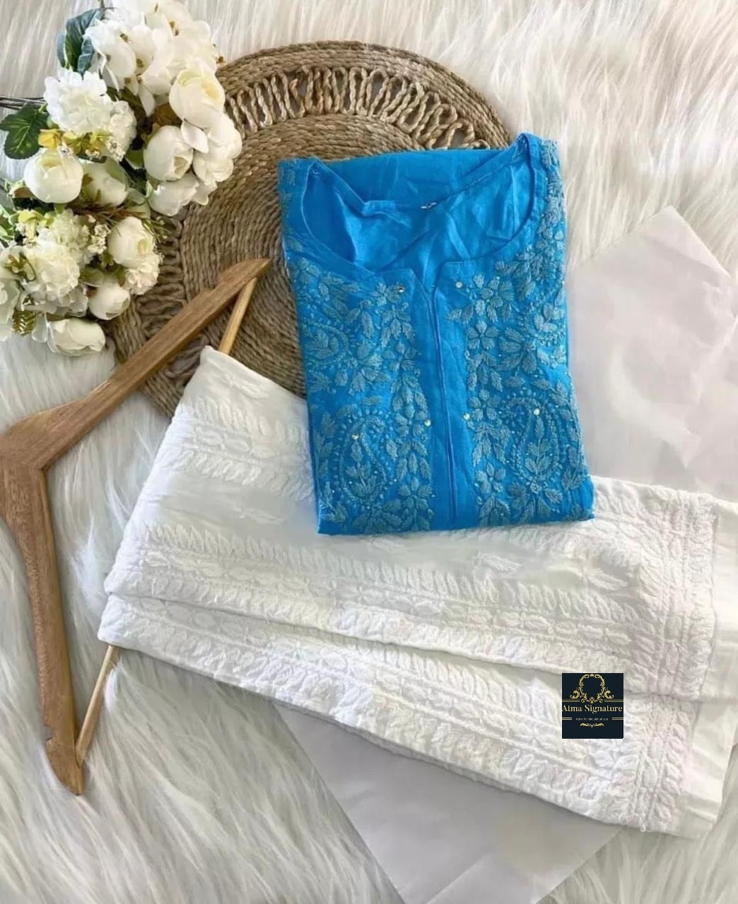 Chikankari & Mukaish handworked kurti