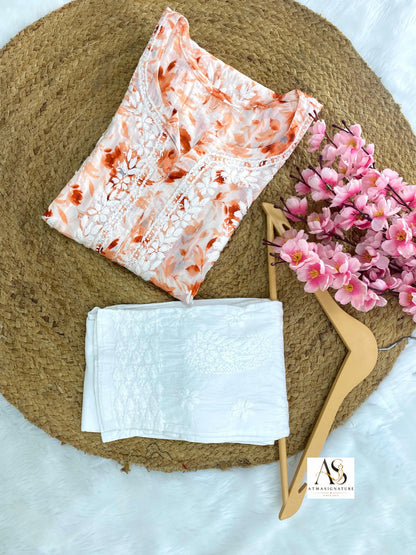 Soft Mal Cotton Chikankari Kurti