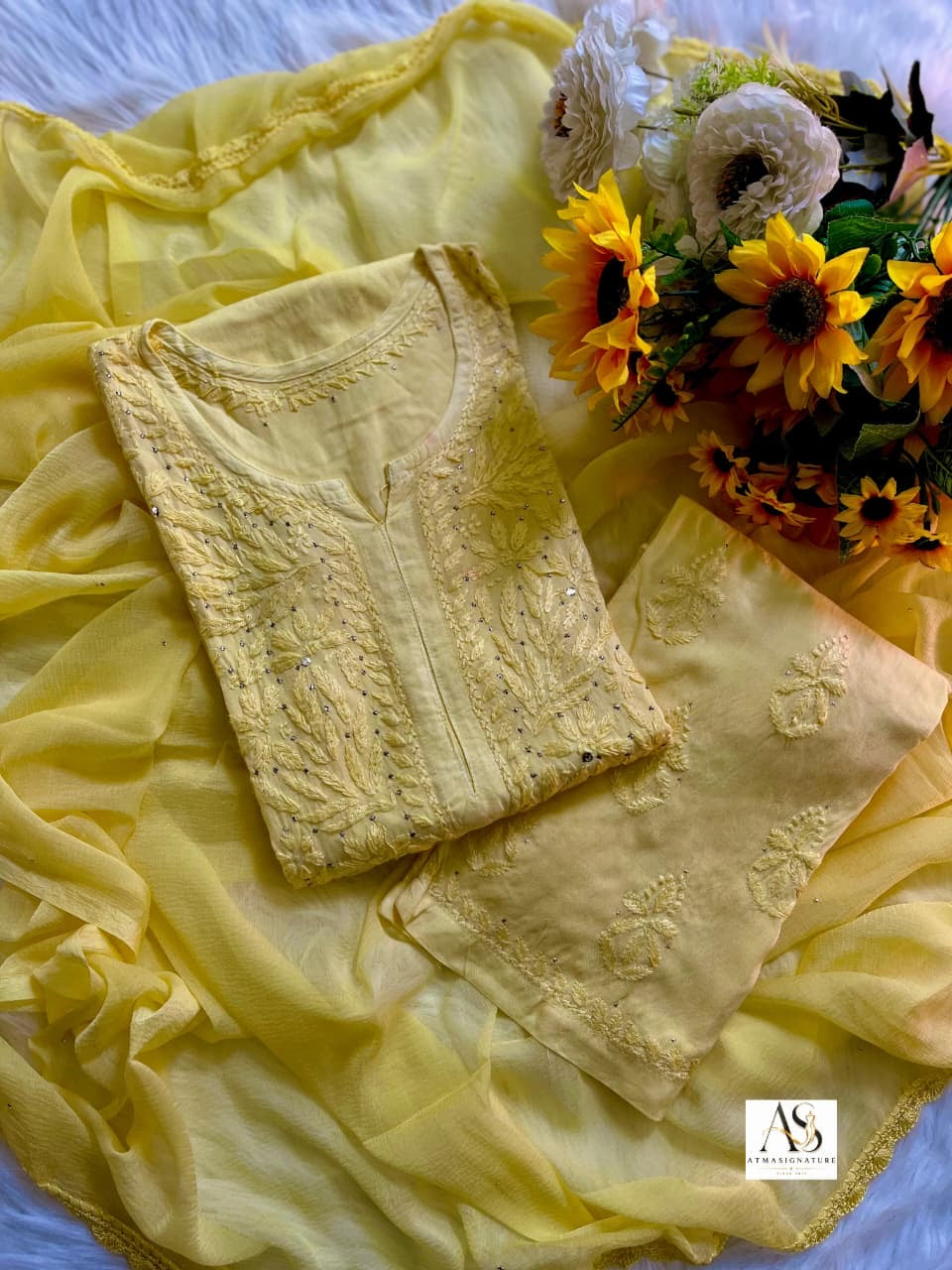 Elegant Chikankari & Mukaish Rayon Set