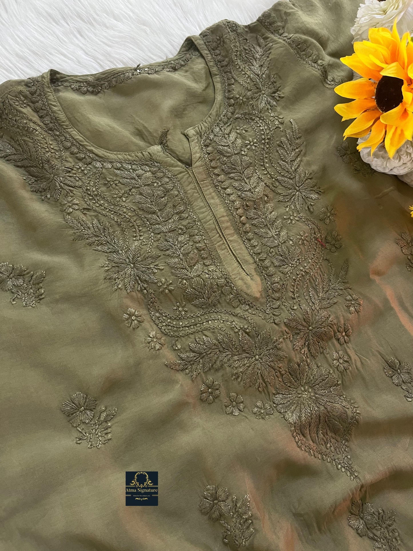 Timeless muslin silk chikankari kurti