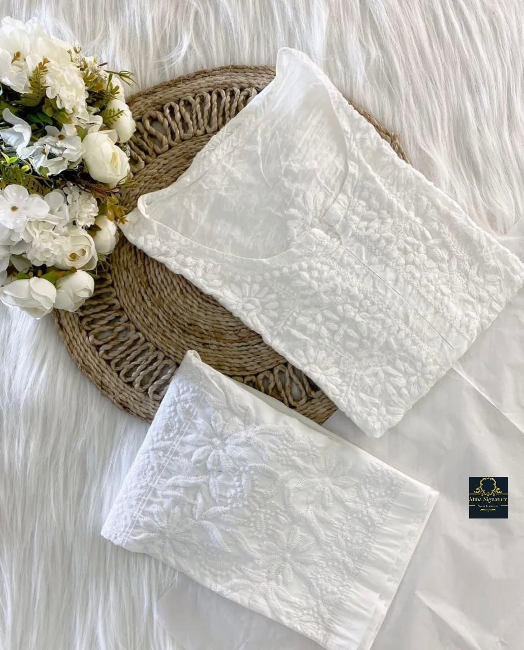 Soft chanderi silk chikankari kurti
