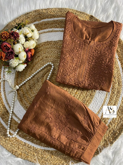 Aira Chikankari Kurti Afghani Pant Set