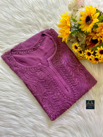 Timeless muslin silk chikankari kurti