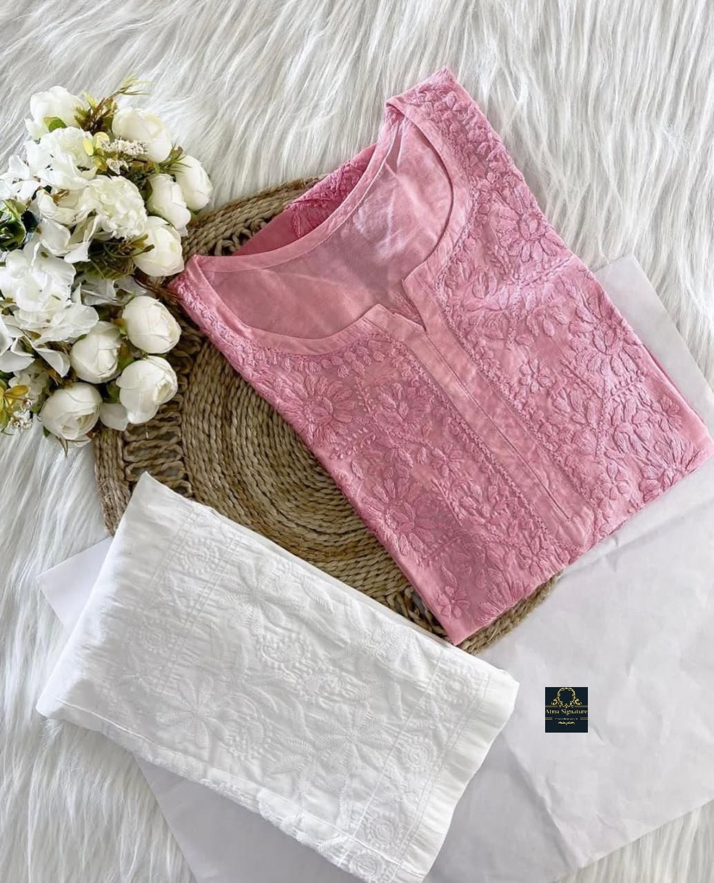 Soft chanderi silk chikankari kurti