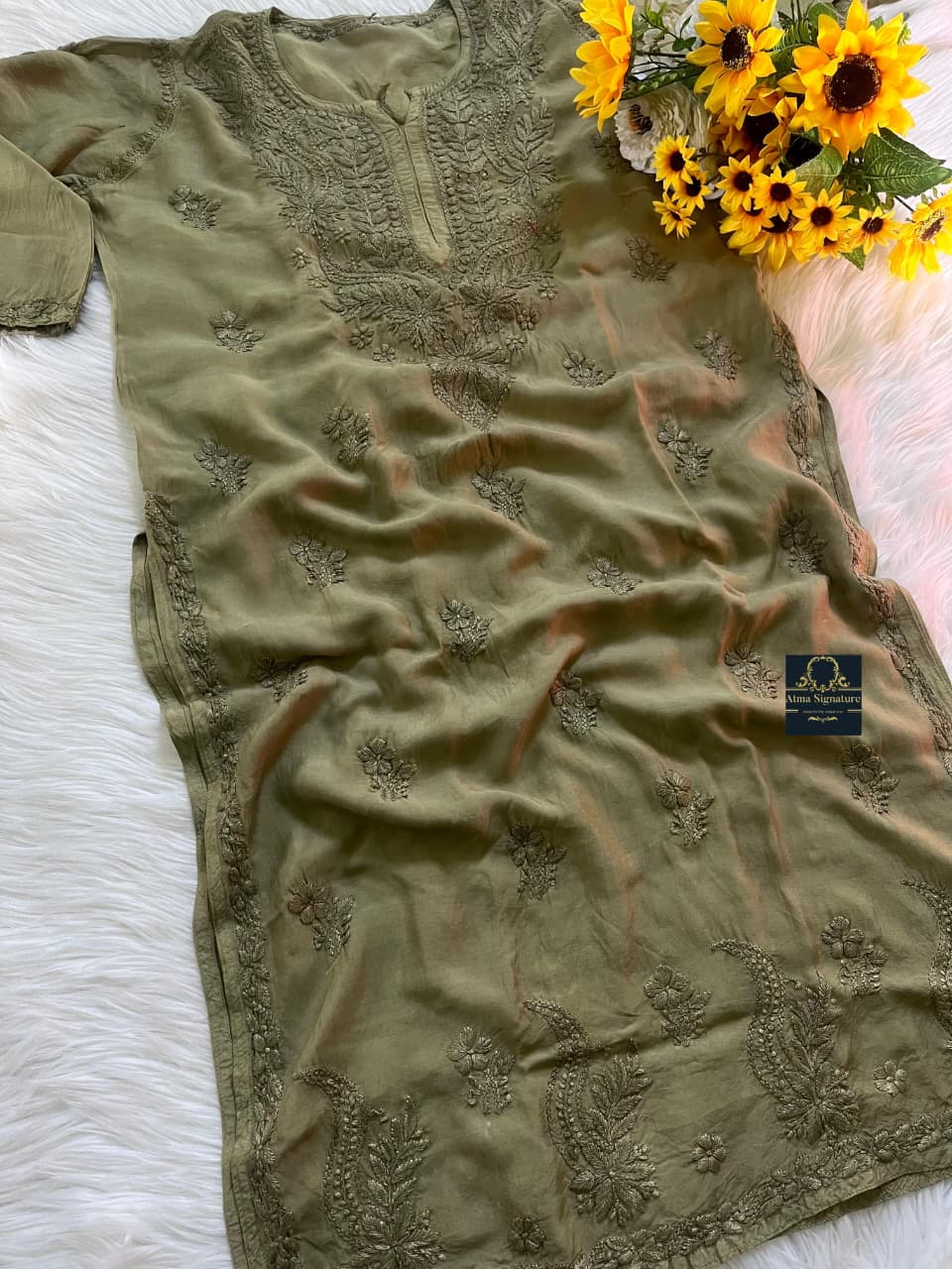 Timeless muslin silk chikankari kurti