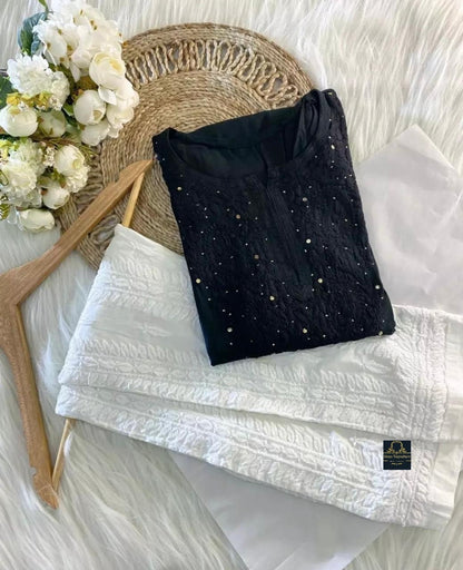 Chikankari & Mukaish handworked kurti