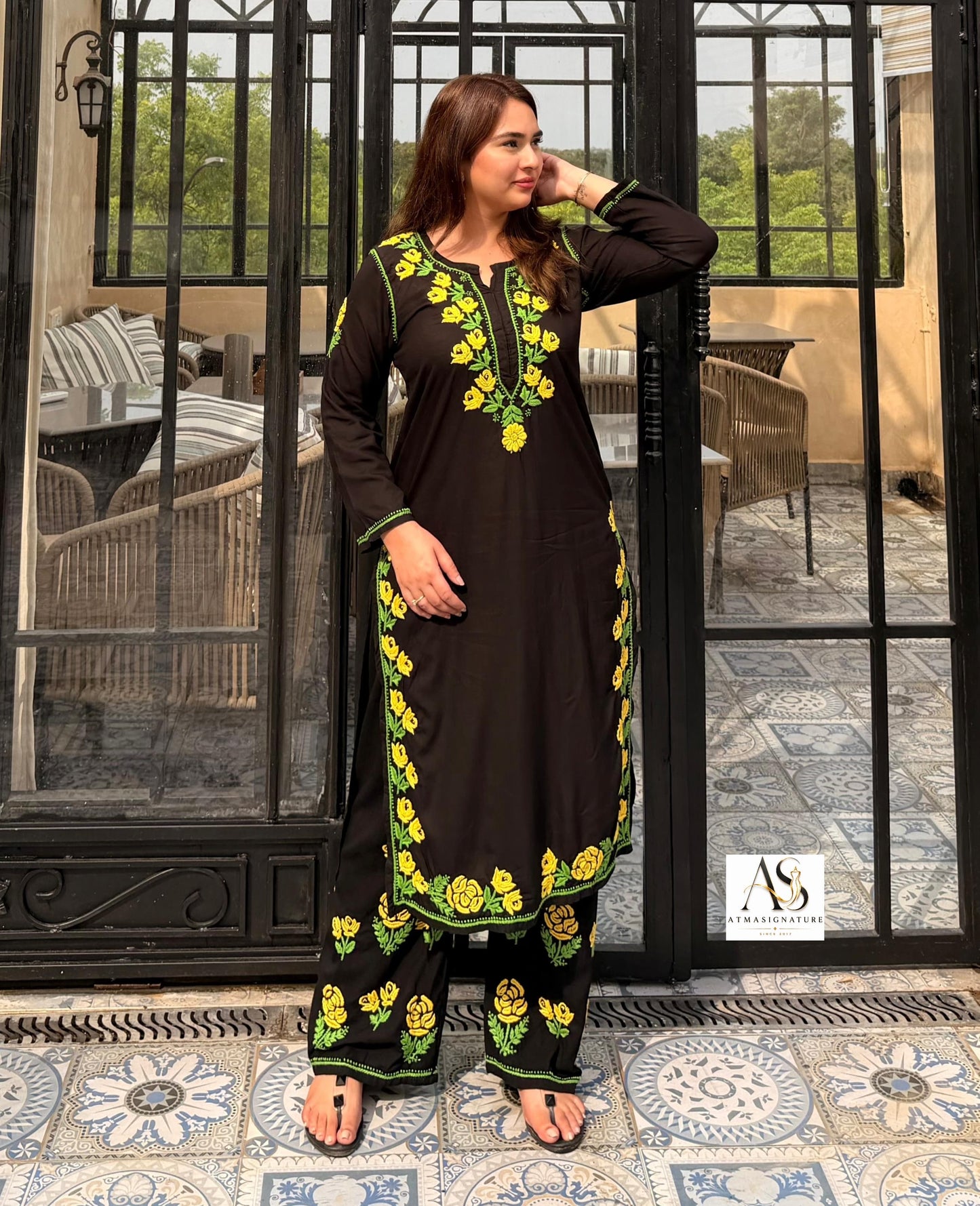 Mumtaz Rayon Chikankari Kurti Palazzo Set
