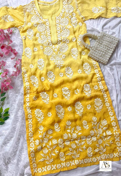 Premium muslin chikankari 3D kurti