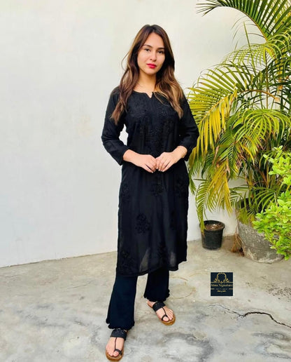Soft chanderi silk chikankari kurti
