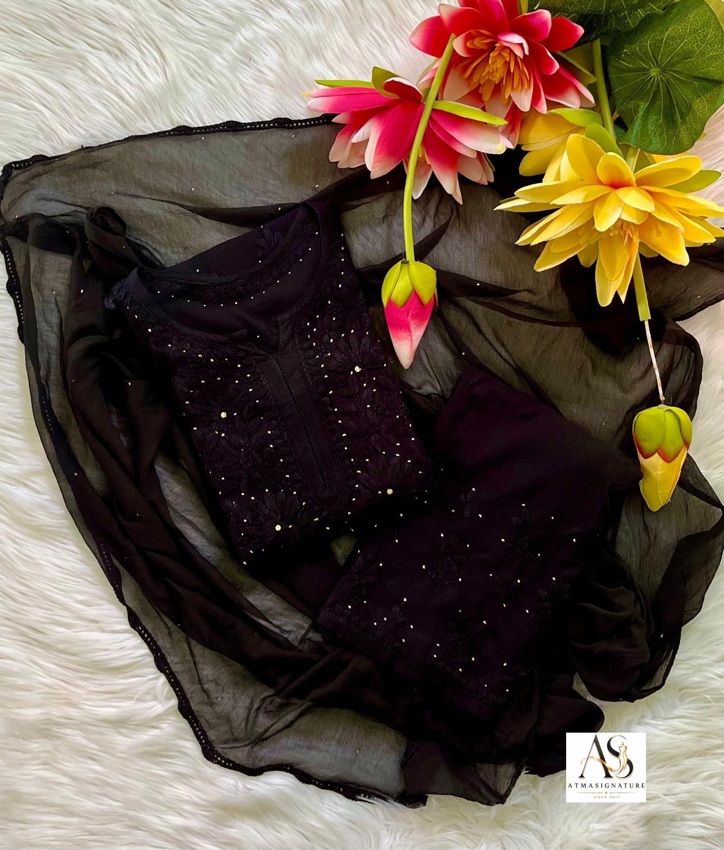 Elegant Chikankari & Mukaish Rayon Set