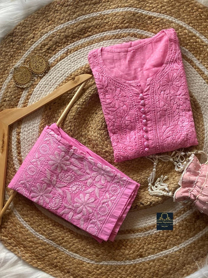 Soft dobby cotton kurti pant set