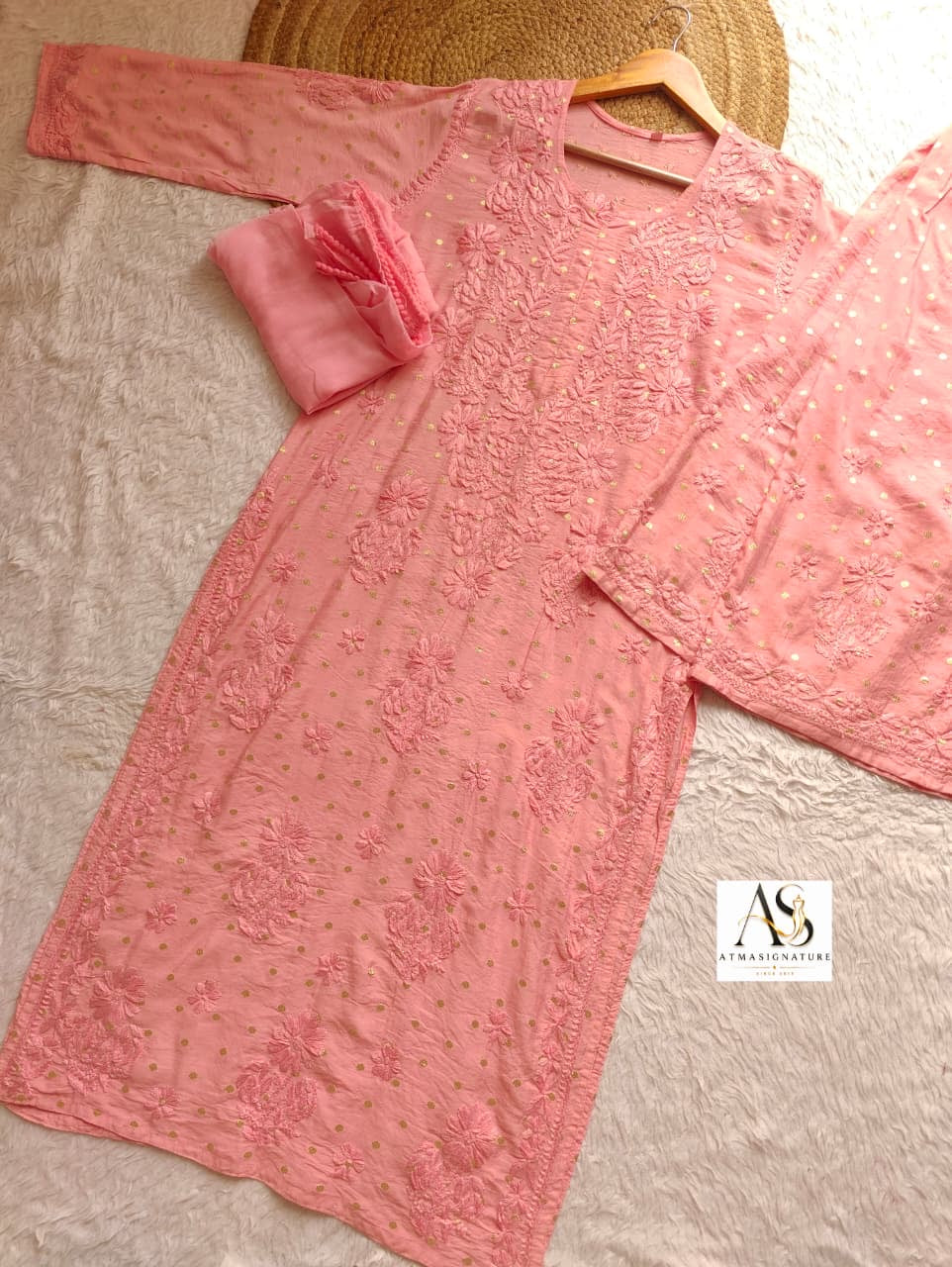 Nyra Chanderi Silk Chikankari & Zari Buta Suit Set