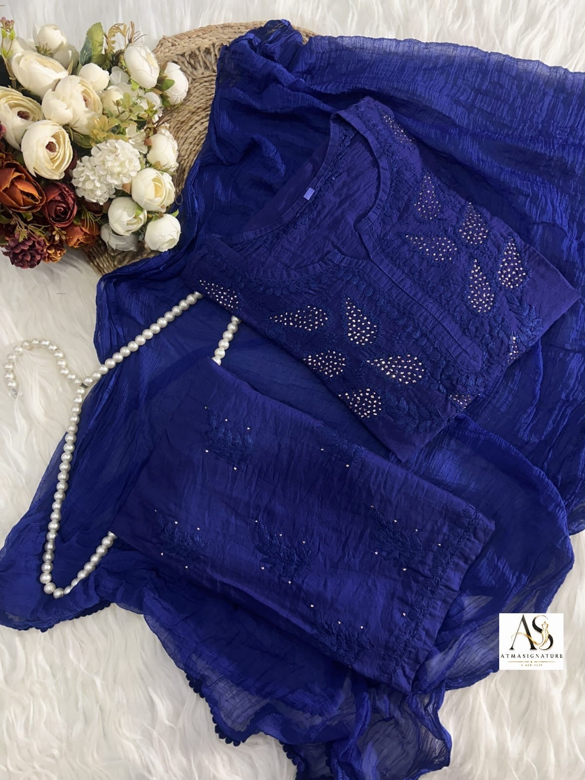 Surumi Chikankari Mukaish Suit Set