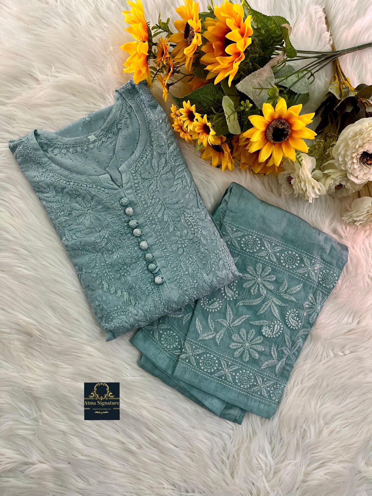Soft dobby cotton kurti pant set
