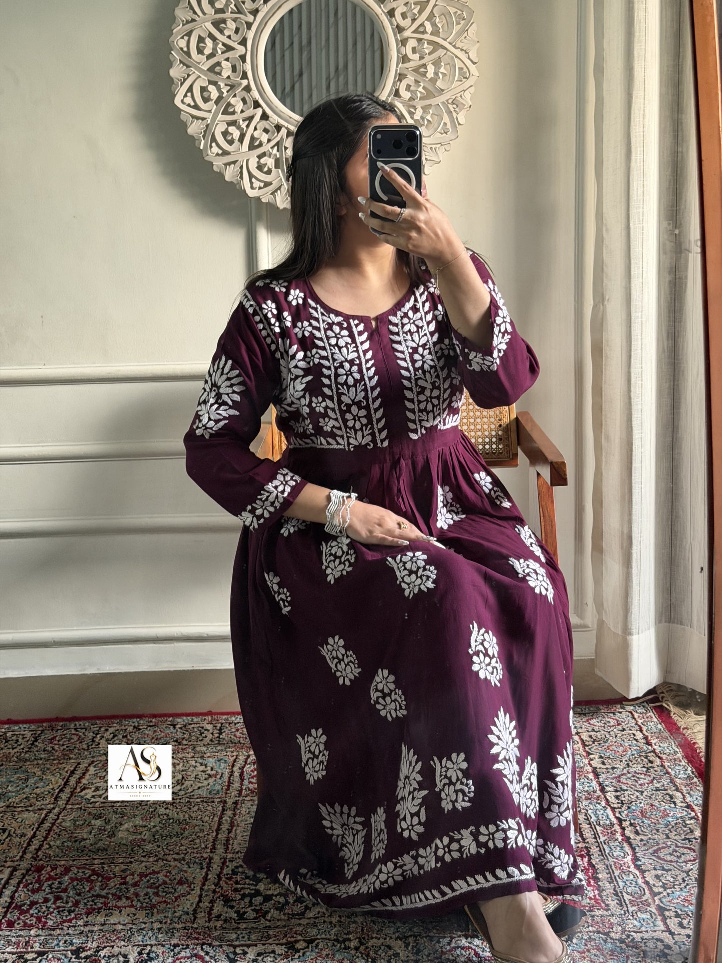Amina Chikankari Gown With Dori