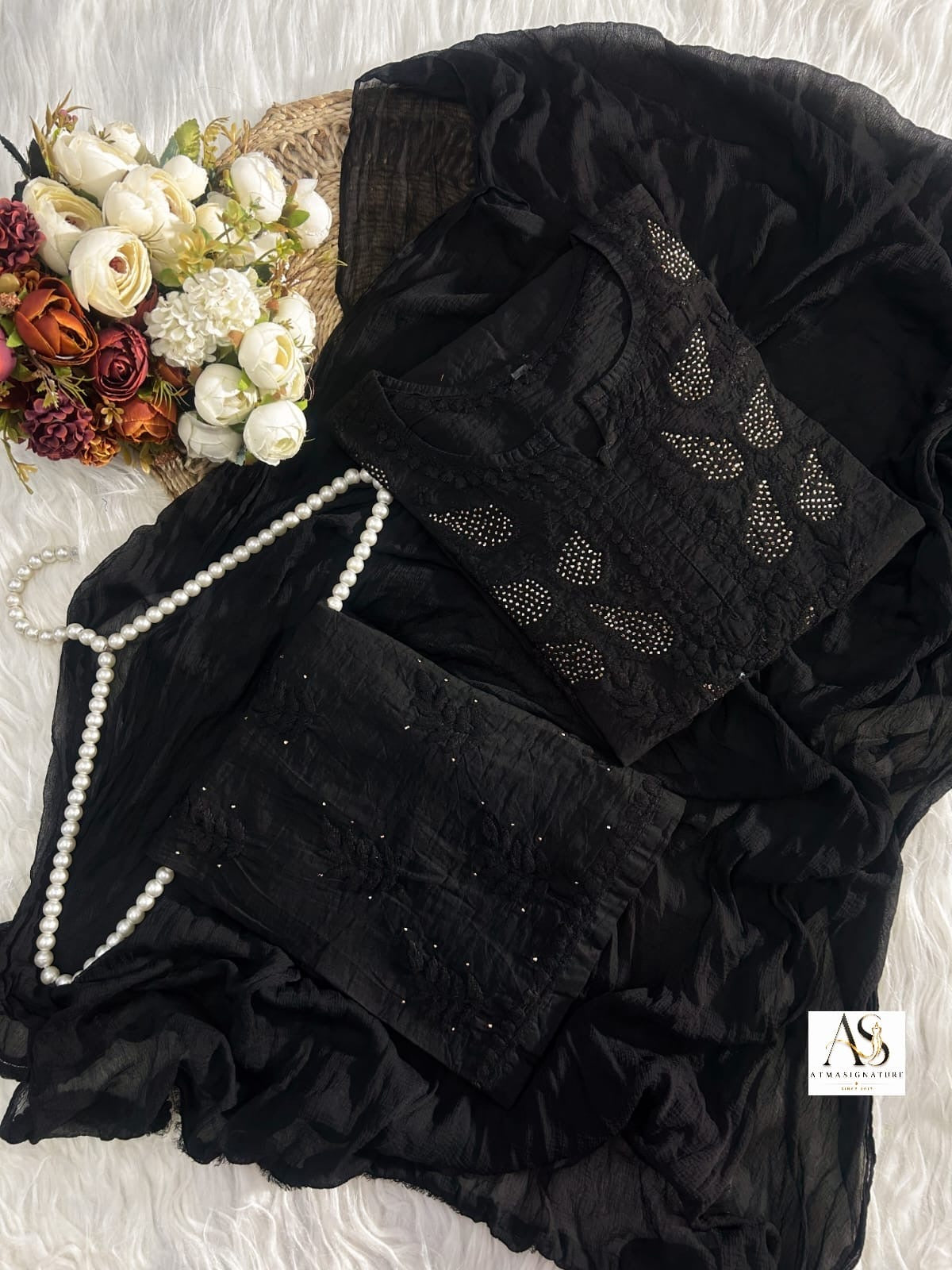 Surumi Chikankari Mukaish Suit Set