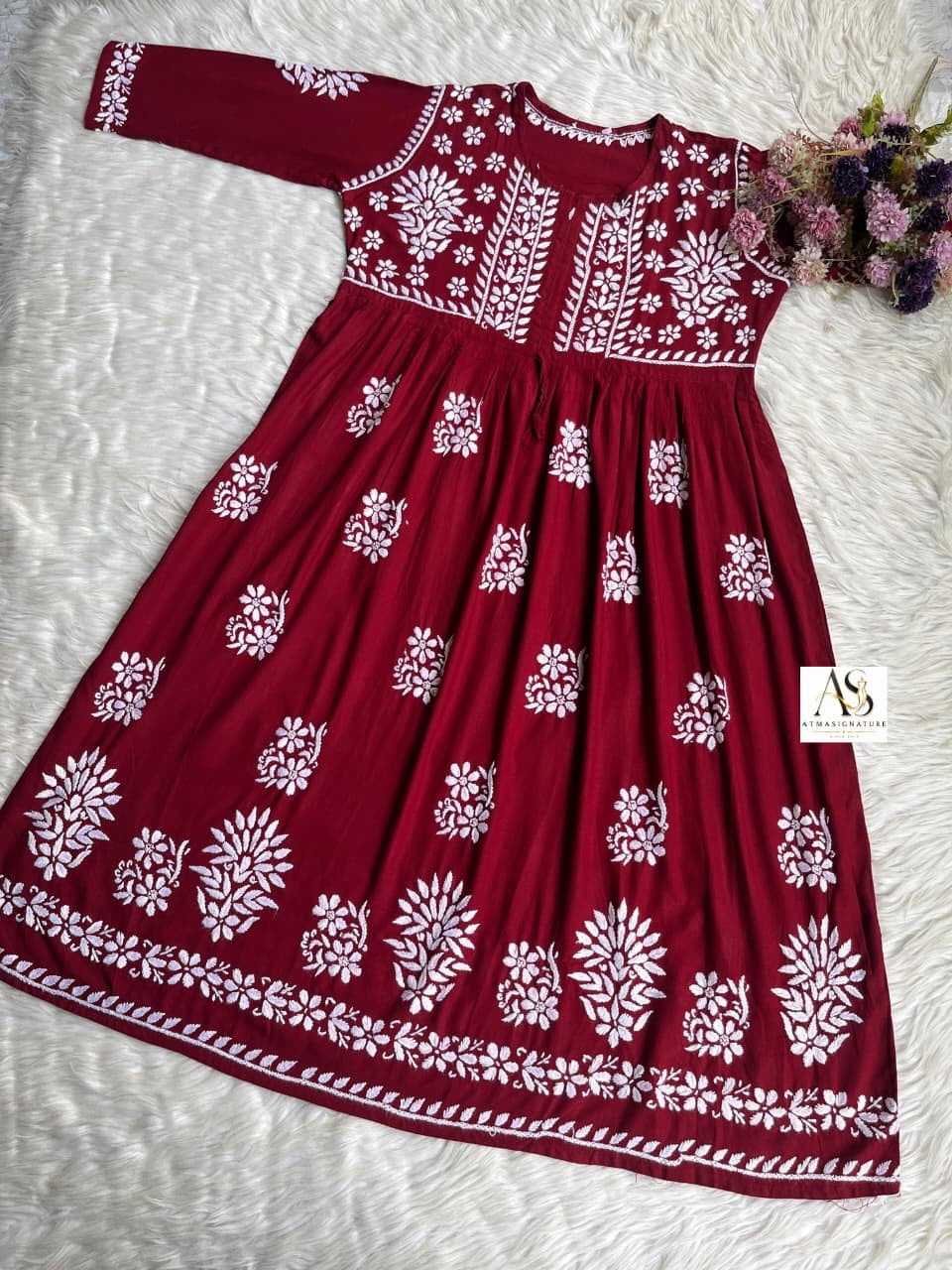 Chand Chikankari Gown with Dori