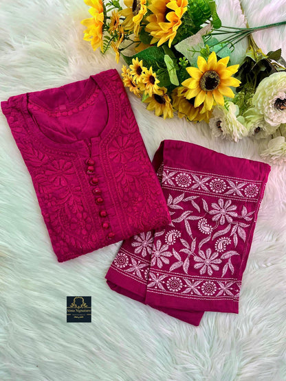 Soft dobby cotton kurti pant set