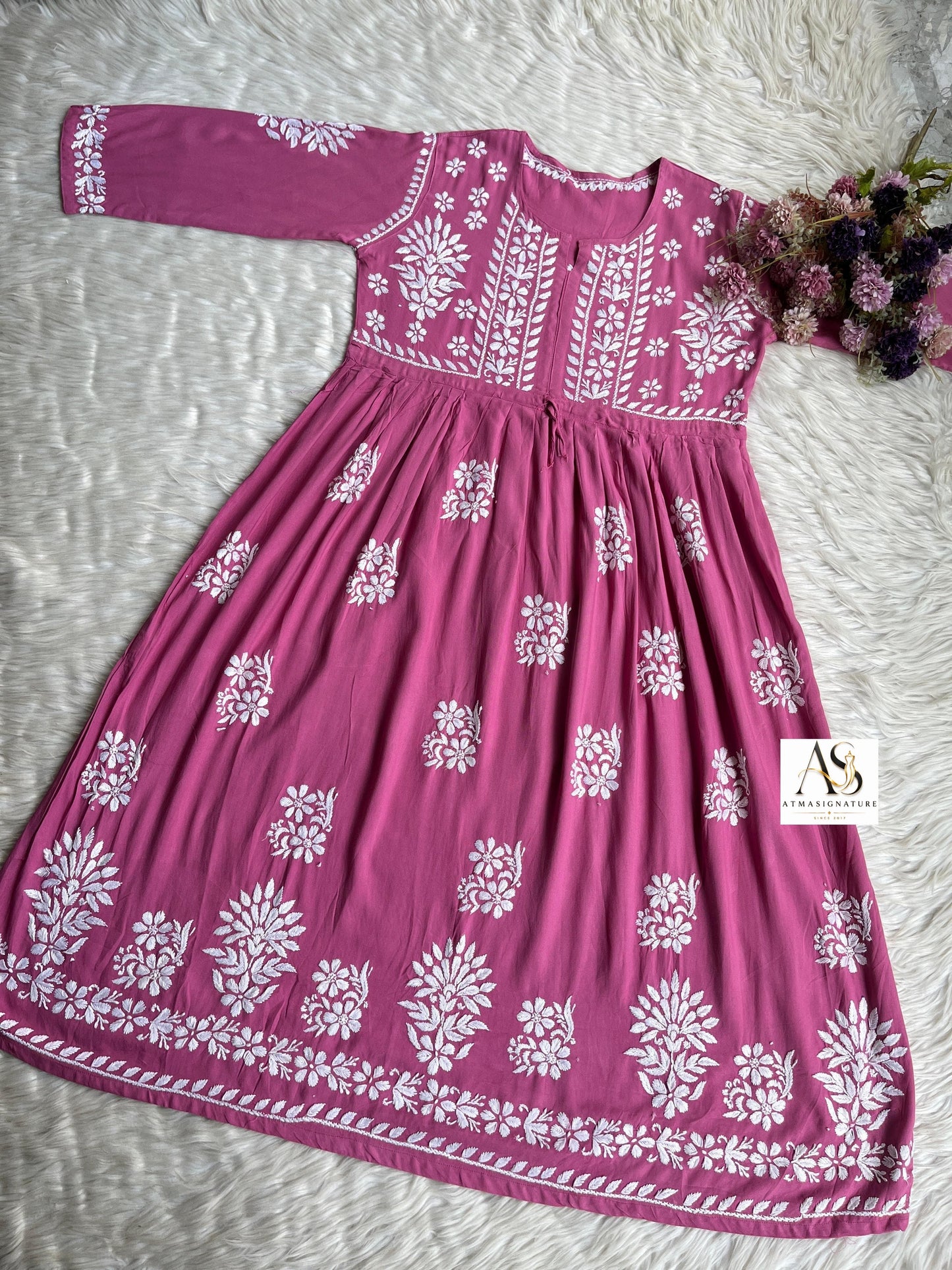 Chand Chikankari Gown with Dori
