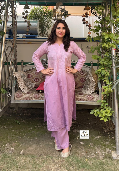 Alaya Ombre Pastel Chikankari Kurti Palazzo Set