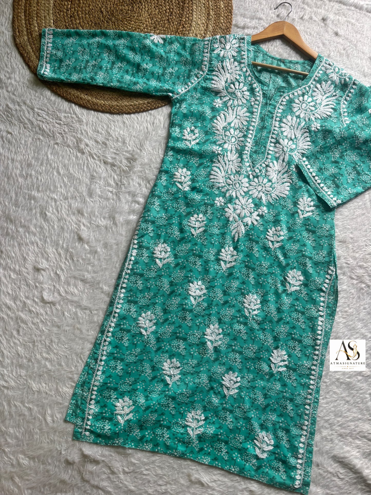 Hafsa Floral Soft Cotton Chikankari Kurti