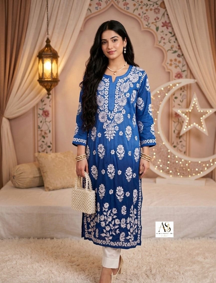 Premium muslin chikankari 3D kurti