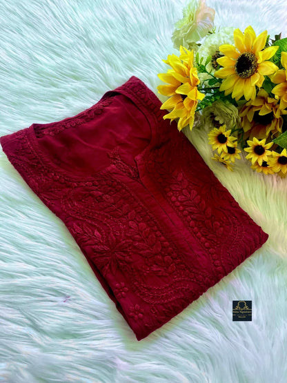 Timeless muslin silk chikankari kurti