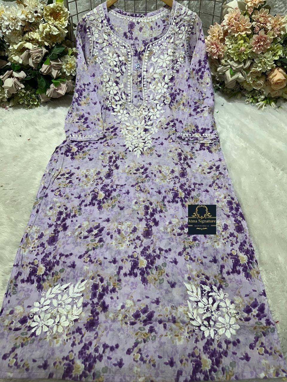 Floral Mal Cotton Chikankari Kurti