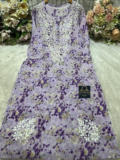 Floral Mal Cotton Chikankari Kurti