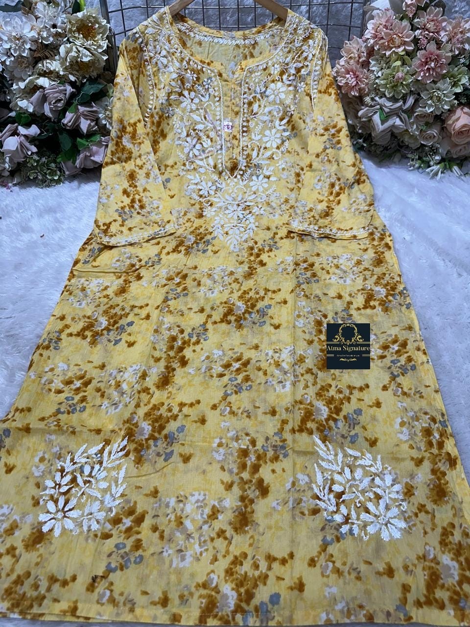 Floral Mal Cotton Chikankari Kurti