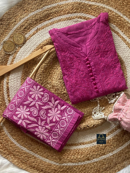 Soft dobby cotton kurti pant set