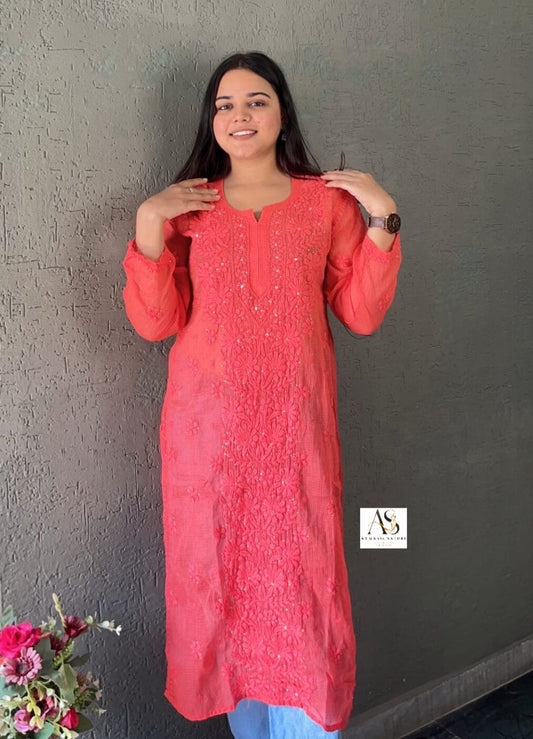 Alia Kota Doriya Mukaish Handworked Chikankari Kurti ✨